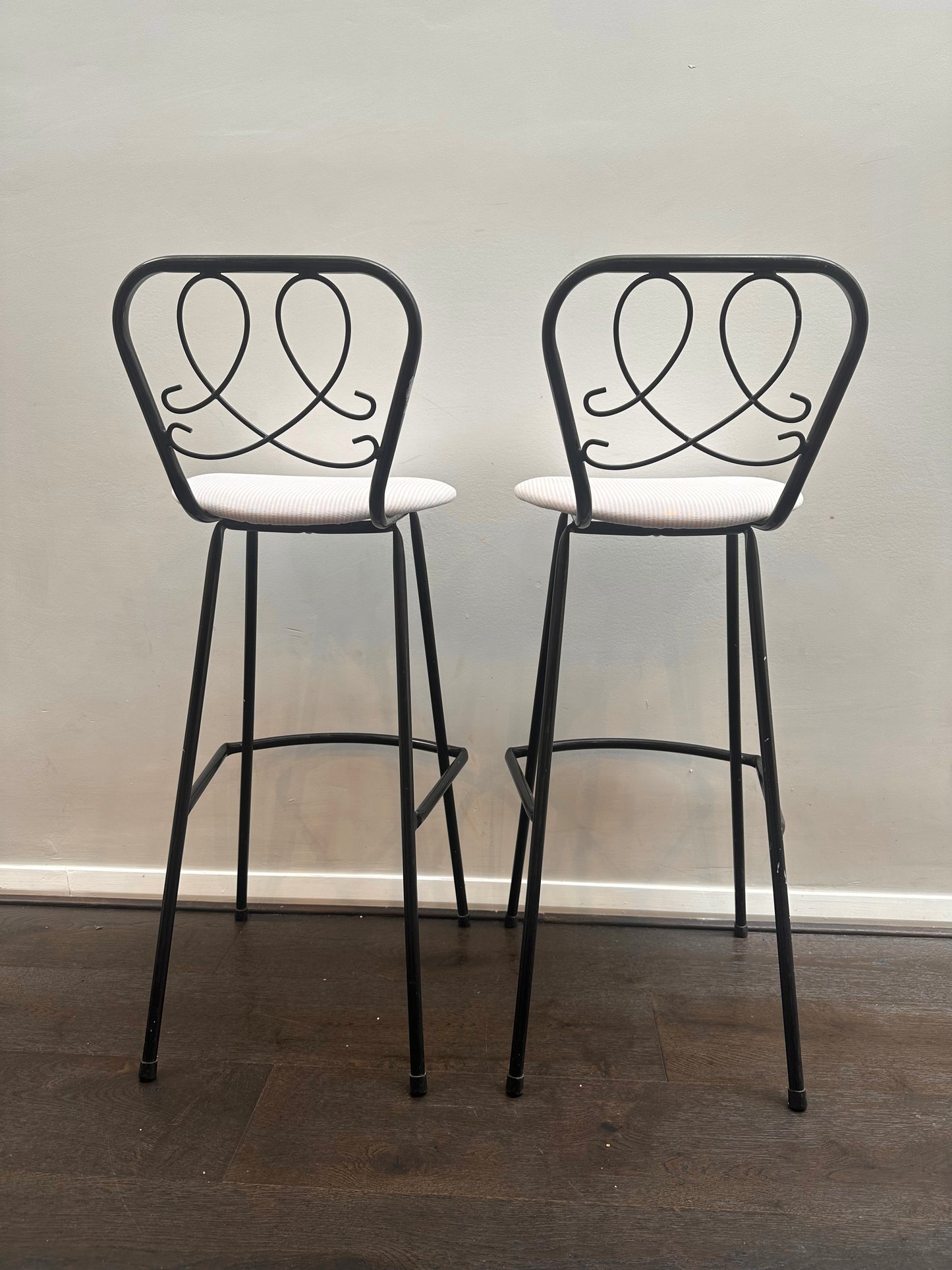 Pair of mid-century wrought iron stools