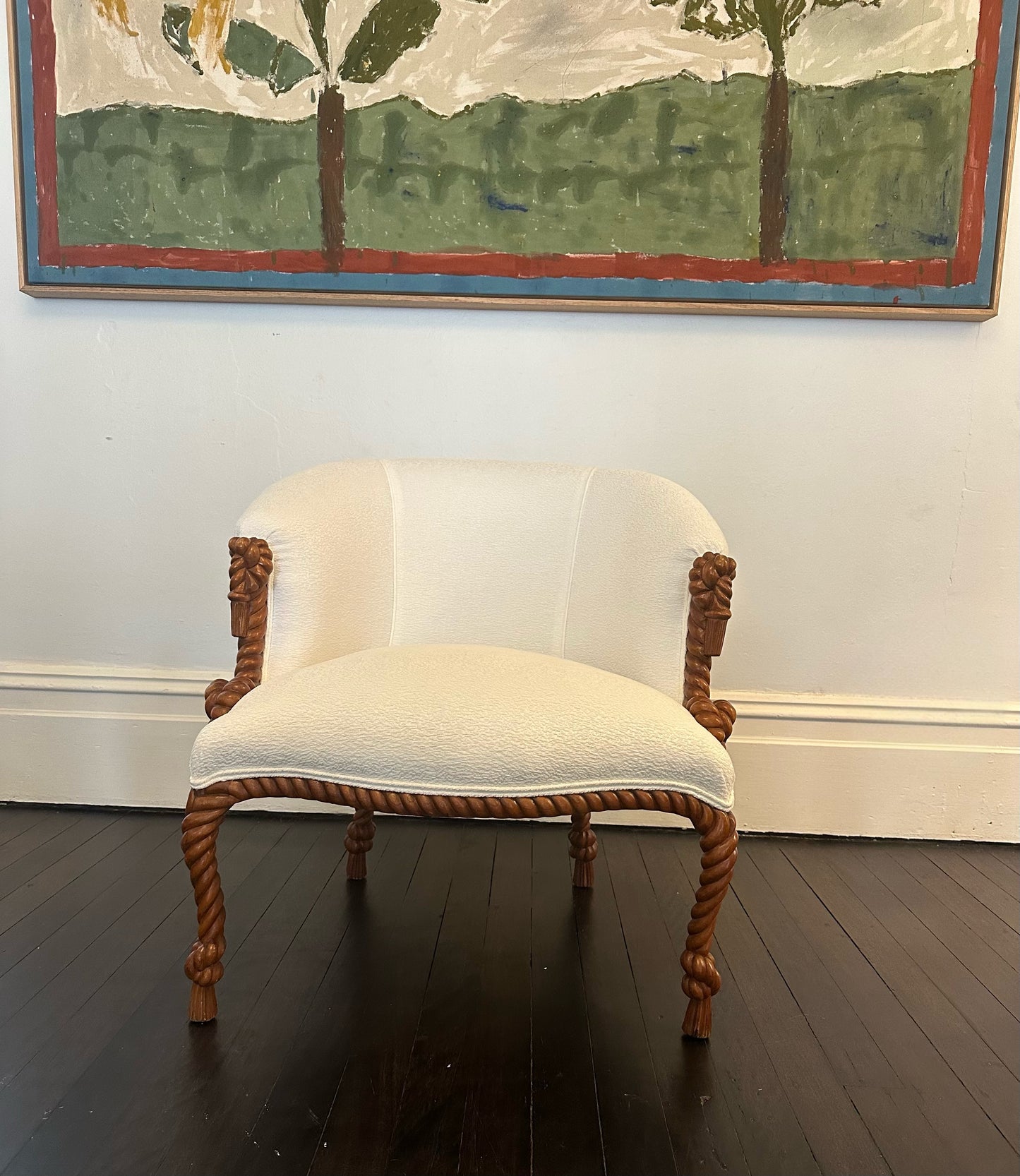 Carved rope armchairs