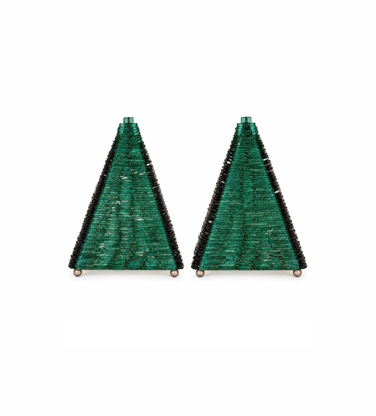 Pair of segmented glass lamps