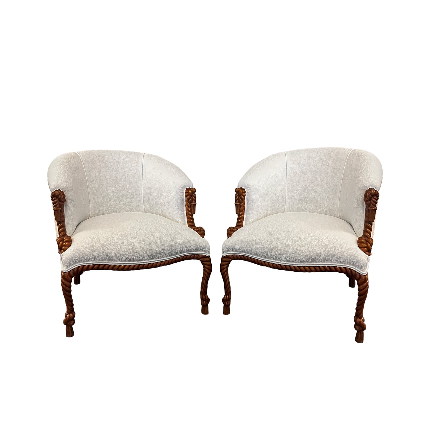 Carved rope armchairs