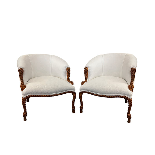 Carved rope armchairs