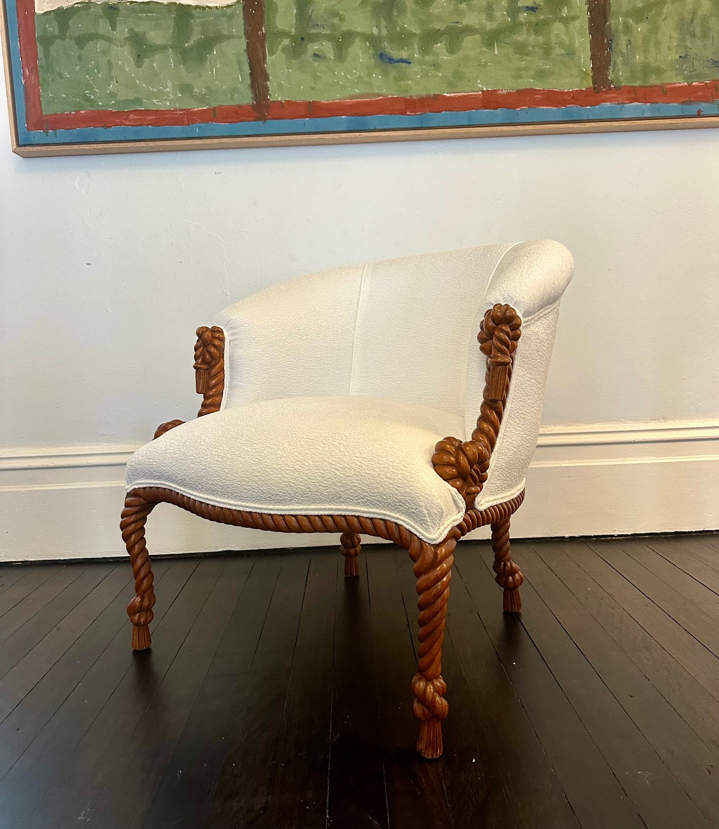Carved rope armchairs